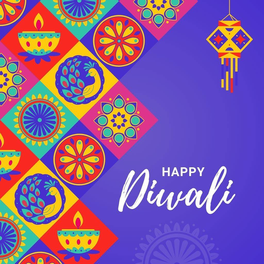 a beautiful Diwali image with different kinds of rangolis- an Indian festival