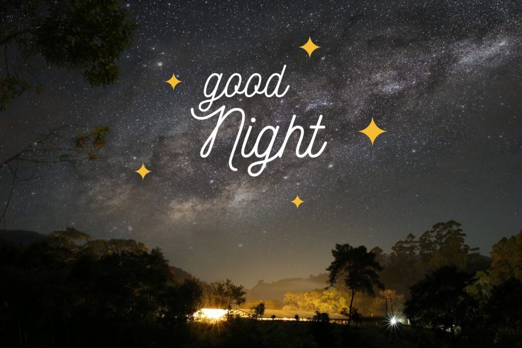 beautiful ight image with twinkling stars and a scenery- good night image