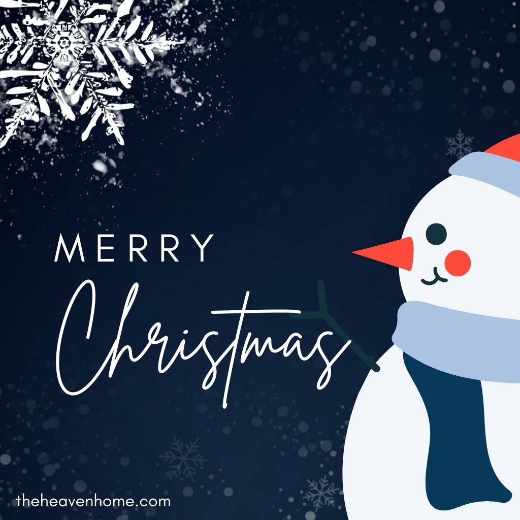 a merry Christmas image with snowman and winter bubbles