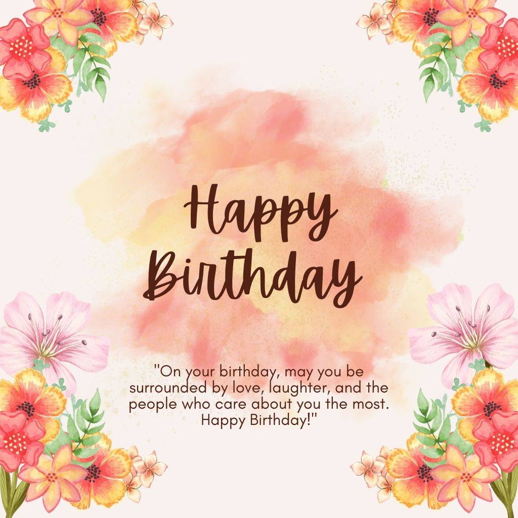 a beautifully designed happy birthday image with flowers and paint