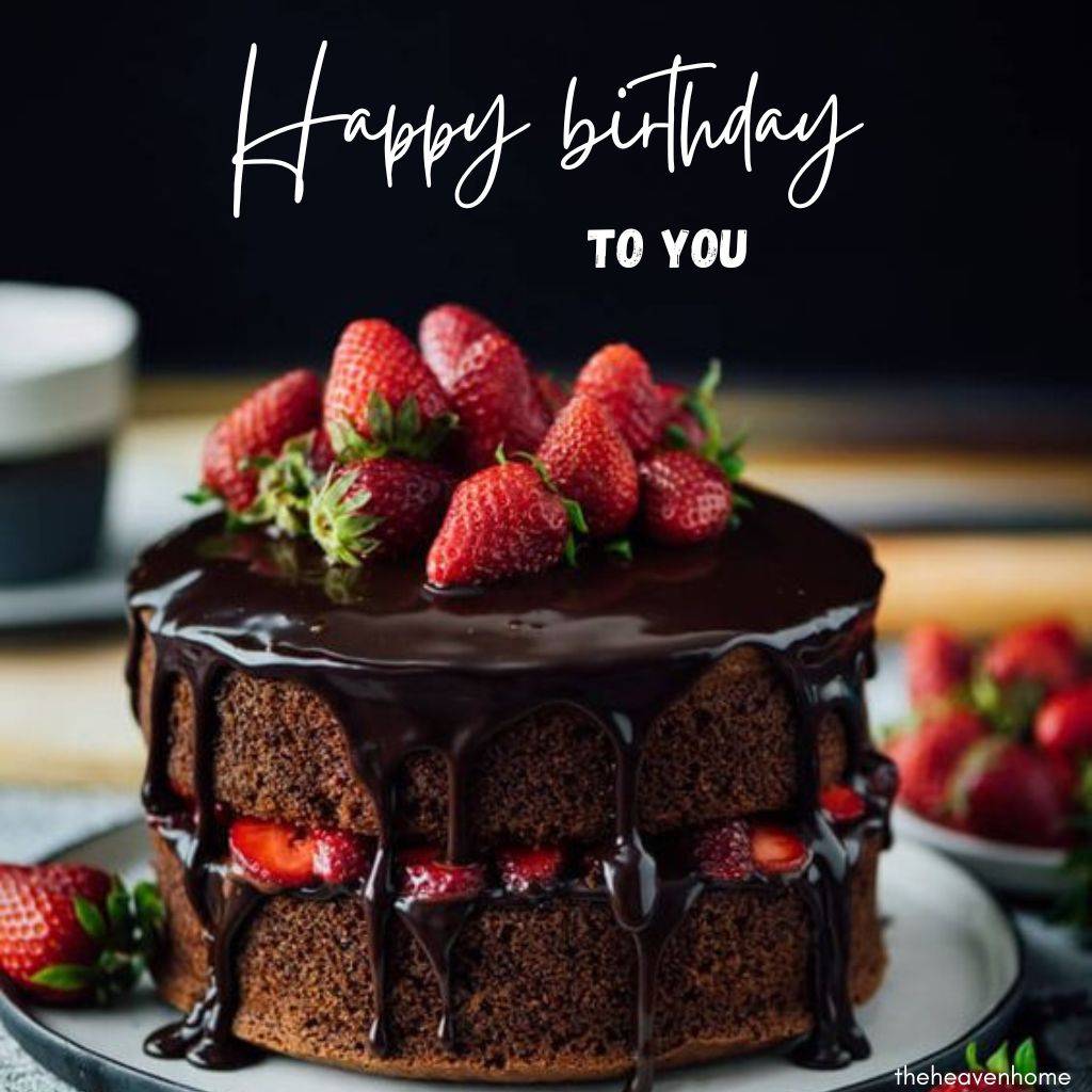 A beautiful happy birthday image with a delicious cake