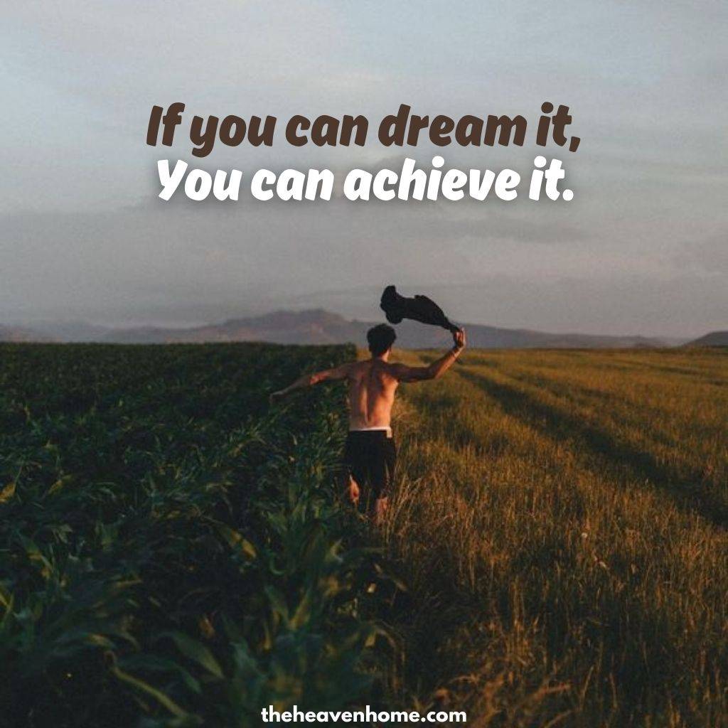 a boy running in the open grass field motivational quote image