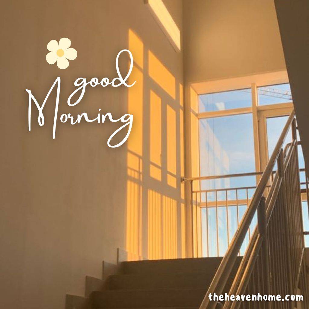 an amazing golden sunrise morning image with a good morning text