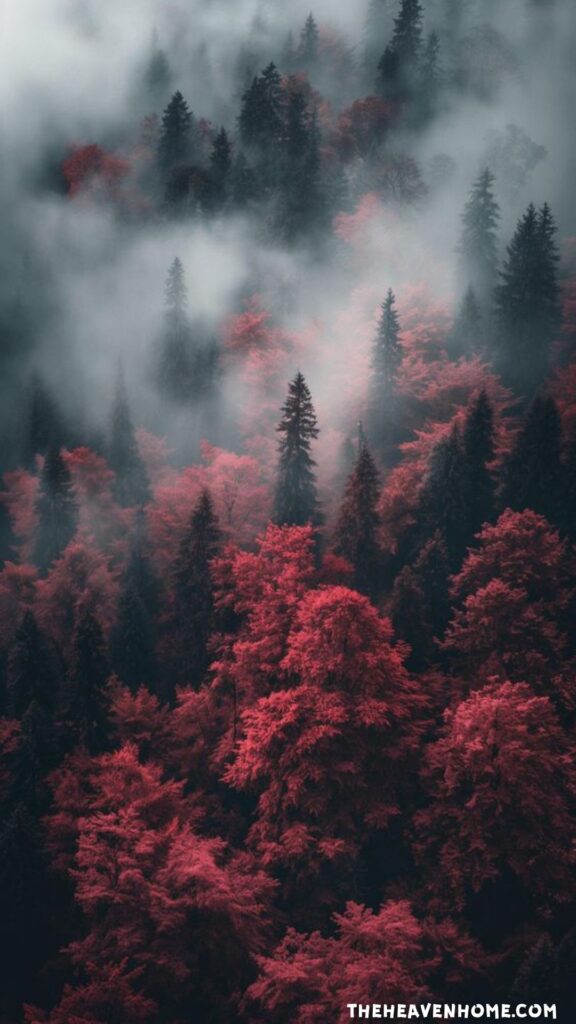 a dark foggy forest image for wallpapers for mobiles