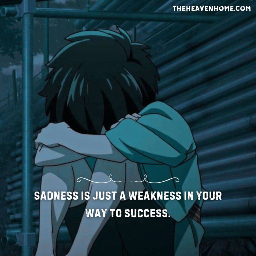 a sad boy crying image with a motivational quote