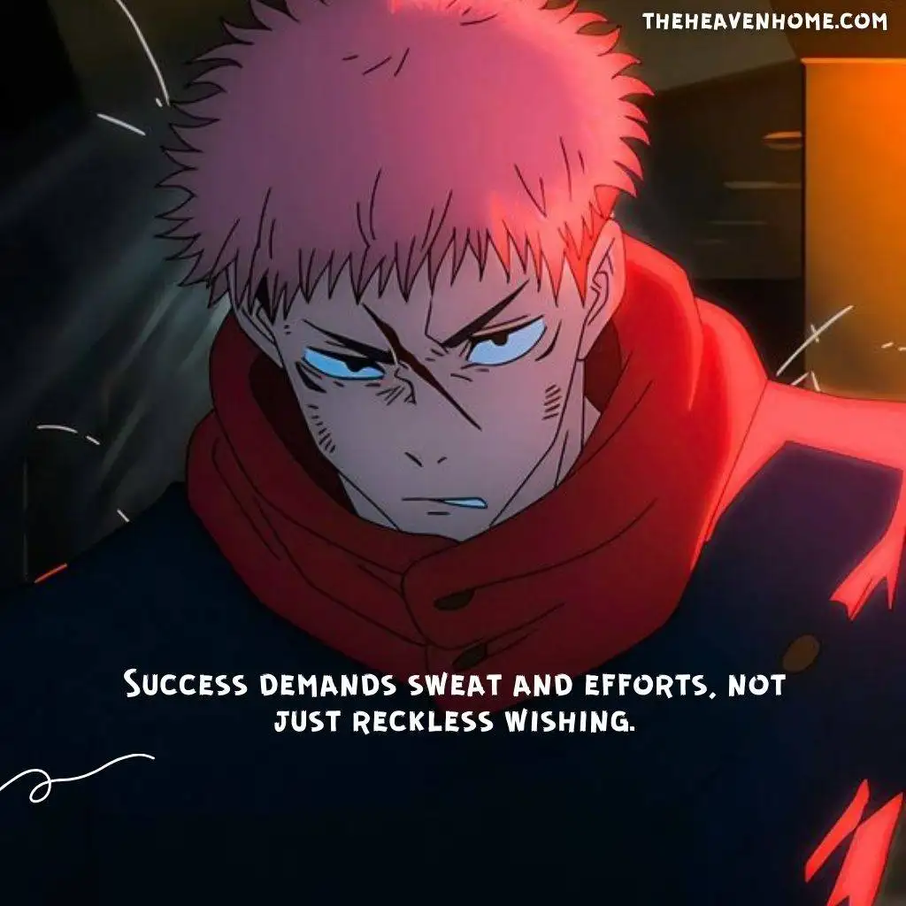 Yuji jujutsu kaisen image with a success quote