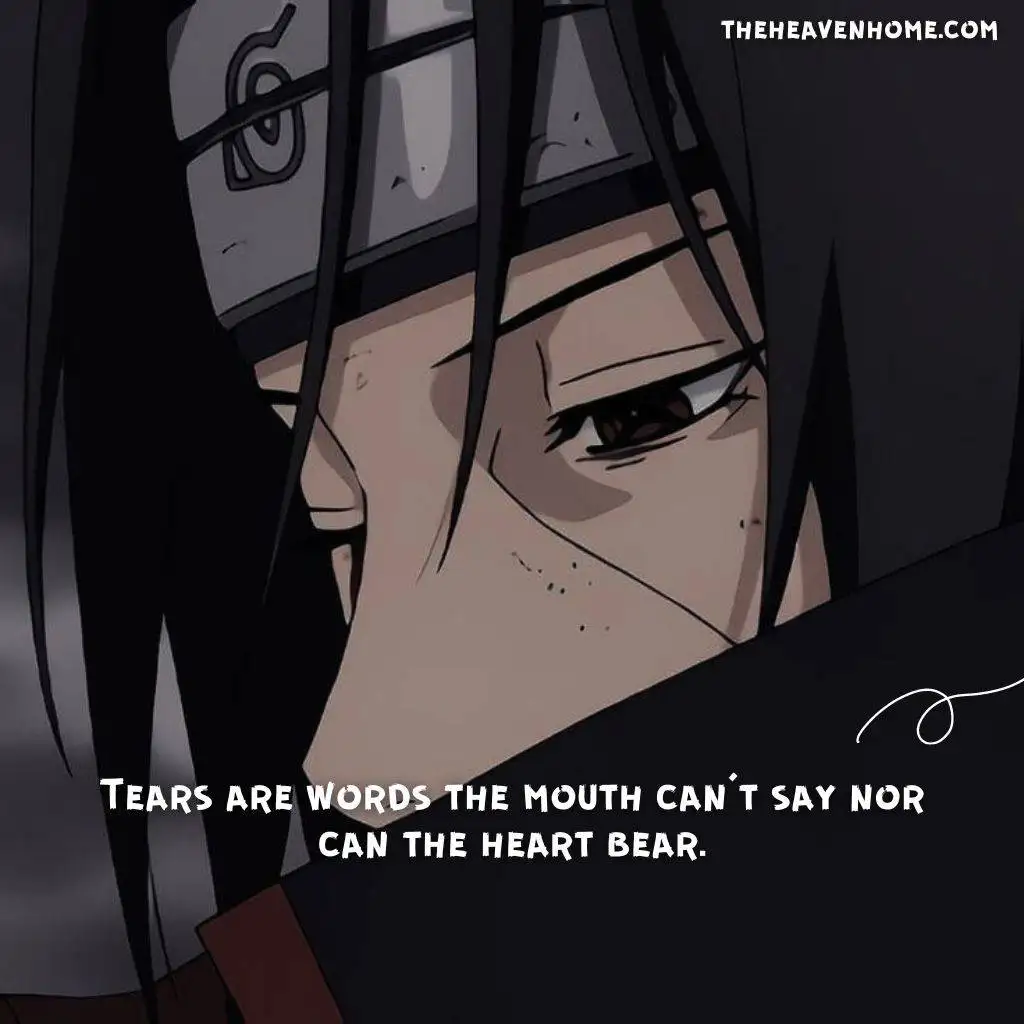 Itachi uchiha sad image with a painful quote