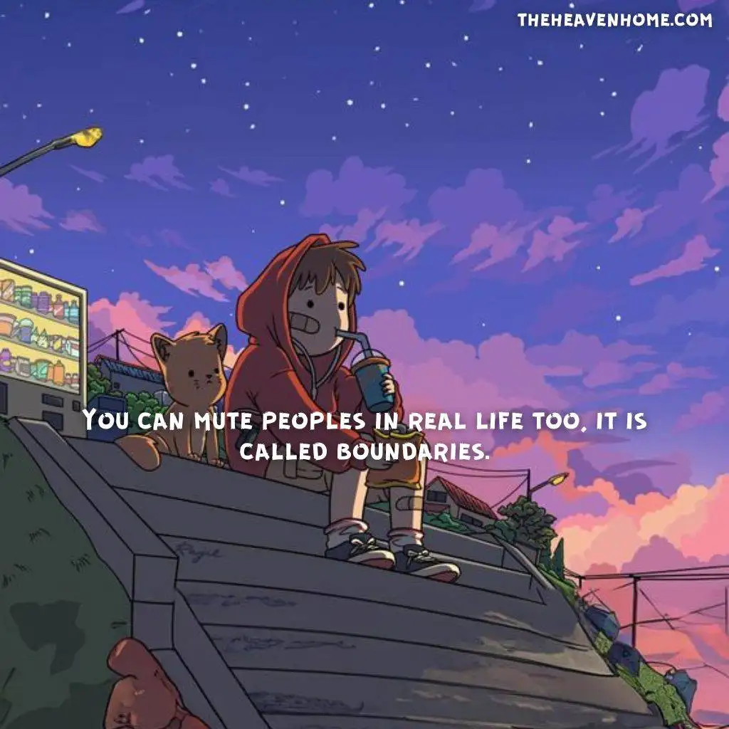 a sad boy cartoon with a dog image and a life alone quote