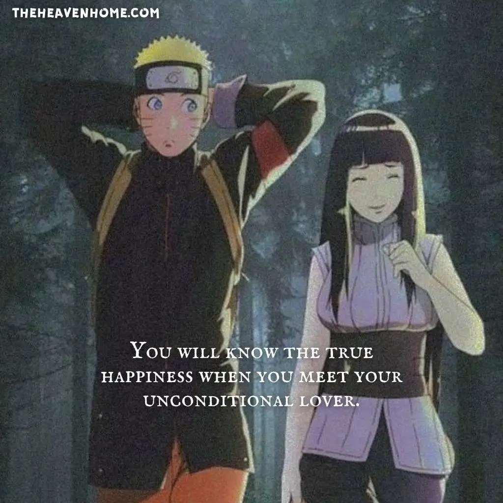 Naruto and hinata love image with a love quote