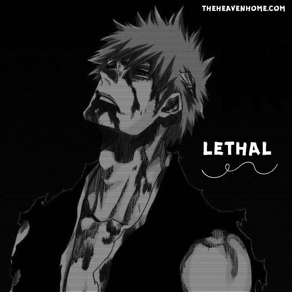 a badass anime boy deadly image with a english word Lethal