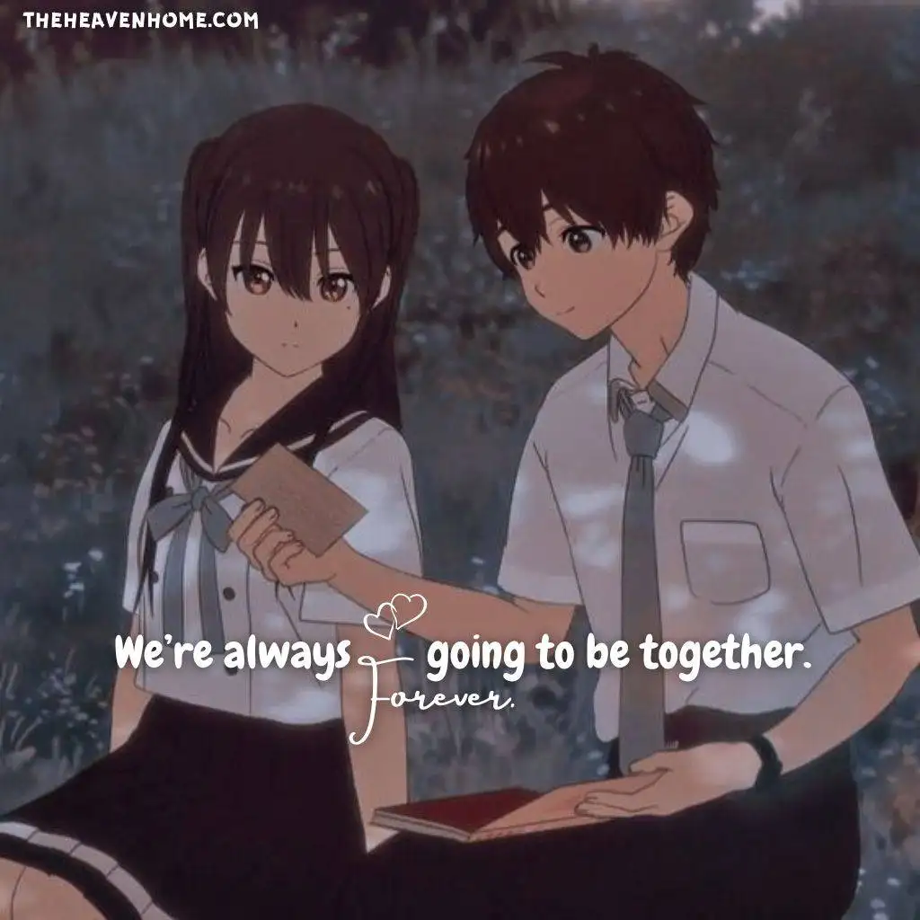 Your choice anime movie couple image with a love quote