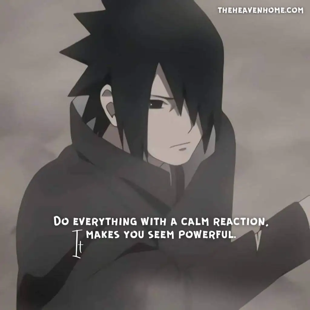 Sasuke uchiha cold image with a power quote