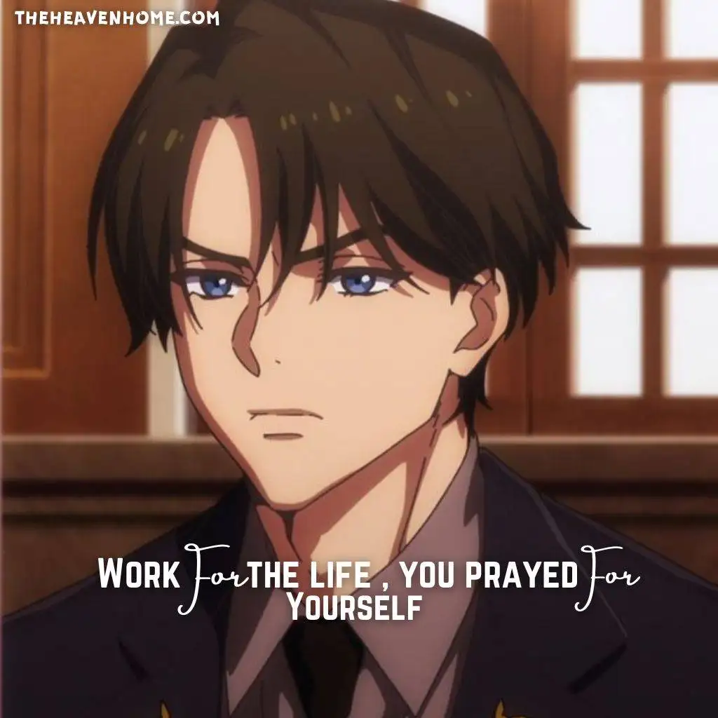 An stressed anime boy image with a life quote