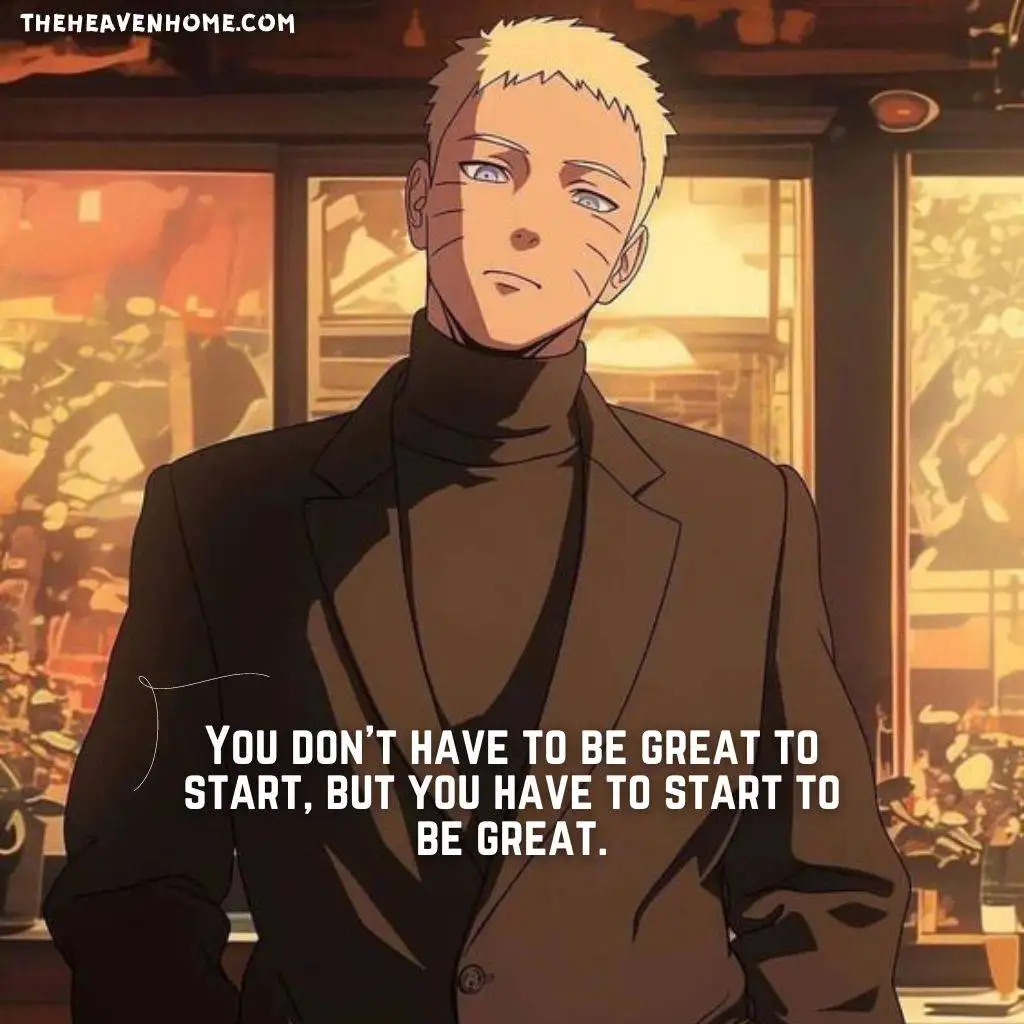 Naruto uzumaki handsome dressed image with a motivational quote