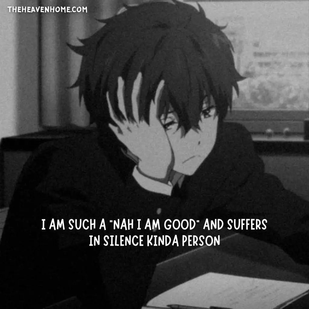 a stressed boy image with a sadness quote