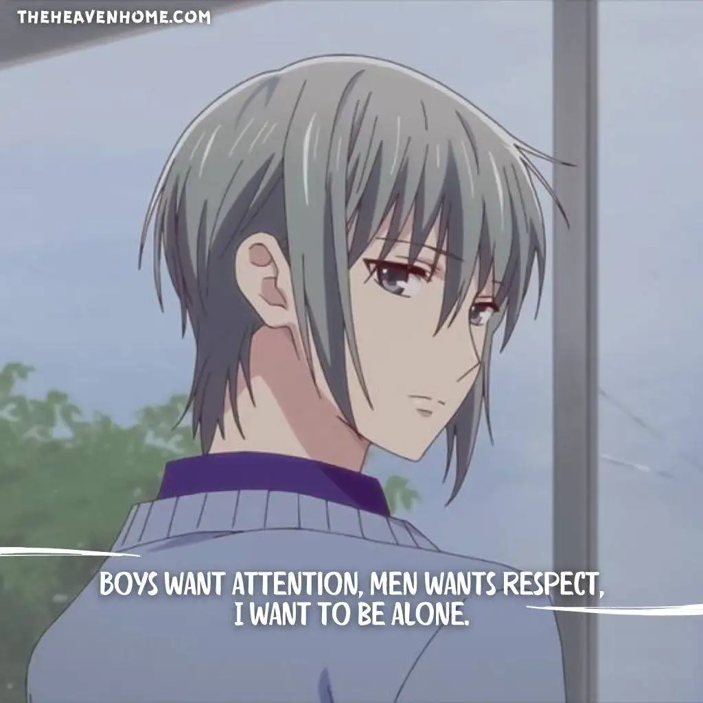 Yuki soma from fruits basket cool image with a alone life quote