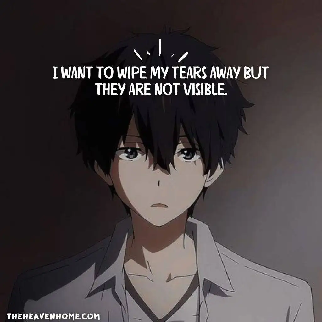 Oreki sad image with a sadness quote