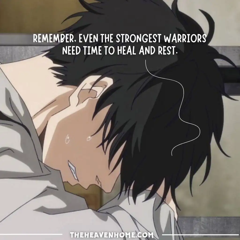 a broken anime boy image and a sadness quote