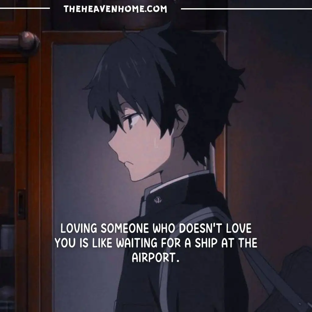 a sad anime boy image with one sided love quote