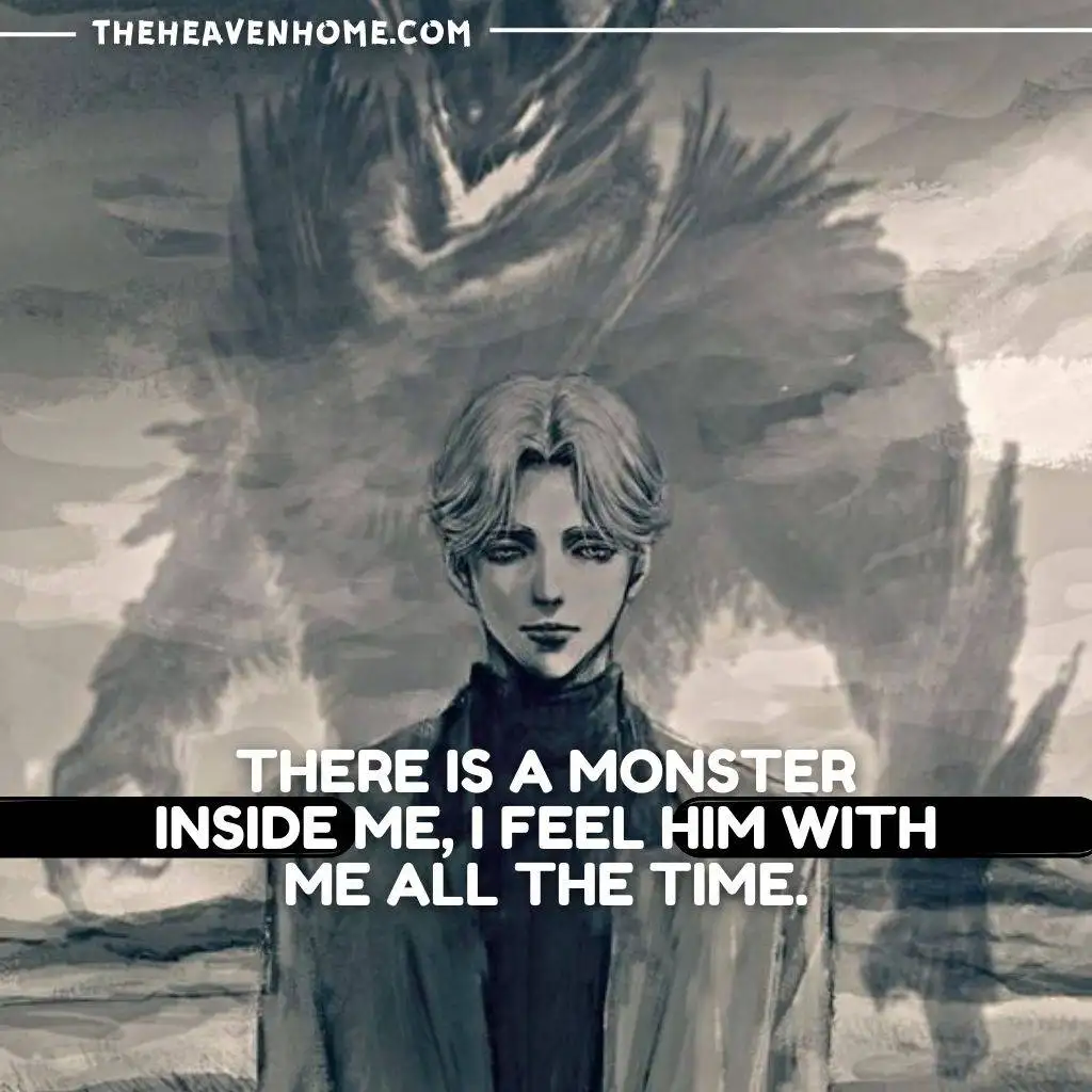 A darkness inside mind image with a mind monster quote