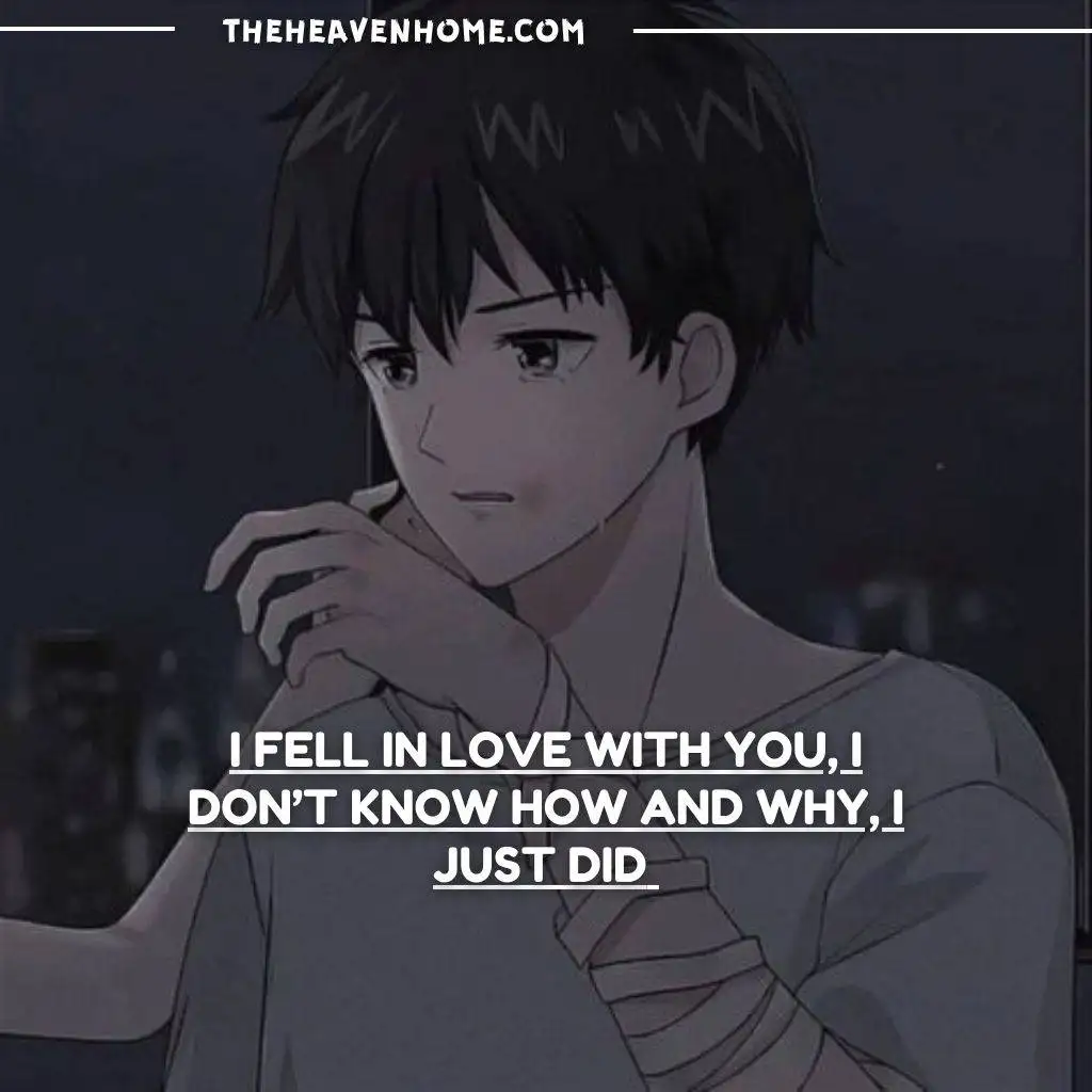 A beaten up anime boy sad image with a love quote