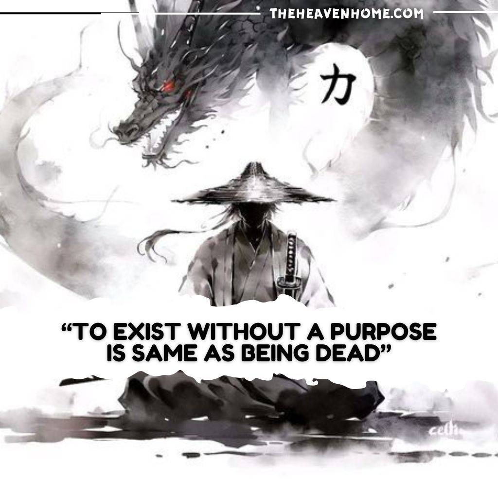 "Samurai with a wide hat standing before a dragon."